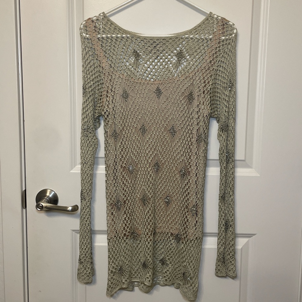 Laura Ashley Cream Crochet Knit Top
